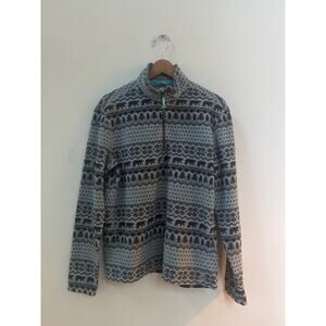 Chubbies The Bear Hug Fleece Half Zip Pullover Jacket Fair Isle Mock Neck Small